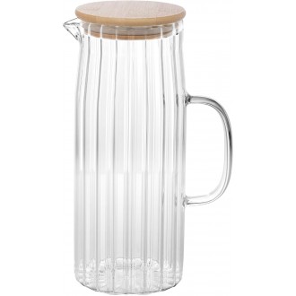 Jarra de Vidro com Tampa em Bambu - 1,2 Litro - Transparente